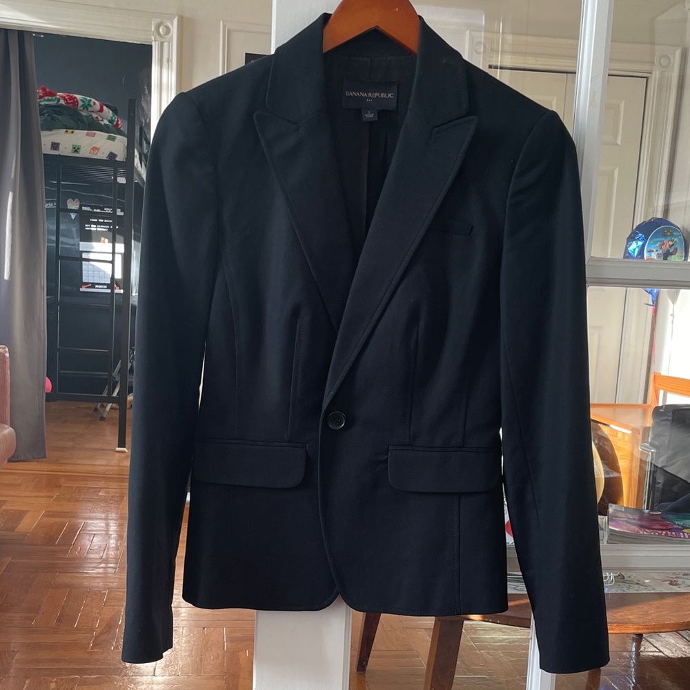 Banana Republic Black Single-Button Tailored Blazer